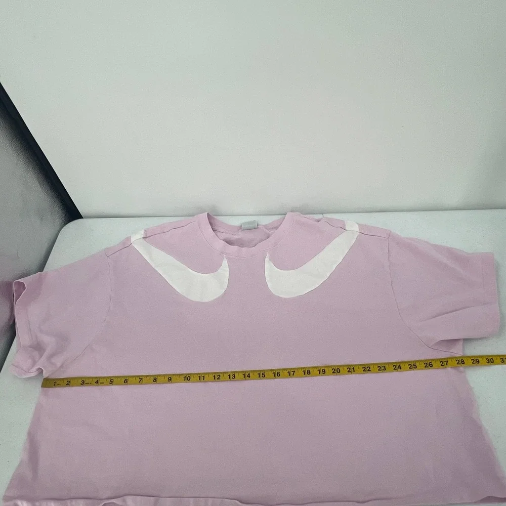 Nike Womens 3X Pink Essential Double Swoosh Boxy Cropped Cotton T-Shirt